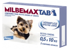Elanco Milbemax Tab Vermifuge Spectre Large Pour Chiens de 0,5 à 10 kg 2 Comprimés Elanco Milbemax Tab Vermifuge Spectre Large Pour Chiens de 0,5 à 10 kg 2 Comprimés