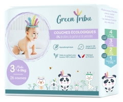 Green Tribu Couches Écologiques 26 Couches Taille 3 (4-9 kg) Green Tribu Couches Écologiques 26 Couches Taille 3 (4-9 kg)