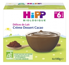 HiPP Délices Leche Crema Postre Cacao desde 6 Meses Bio 4 Tarros HiPP Délices Leche Crema Postre Cacao desde 6 Meses Bio 4 Tarros