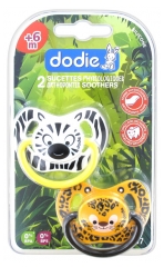 Dodie Duo Jungle 2 Physiologischen Silikon-Schnuller 6 Monate und + N°P67 Dodie Duo Jungle 2 Physiologischen Silikon-Schnuller 6 Monate und + N°P67