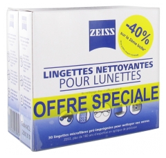 Zeiss Lingettes Nettoyantes pour Lunettes Lot de 2 x 30 Lingettes Zeiss Lingettes Nettoyantes pour Lunettes Lot de 2 x 30 Lingettes