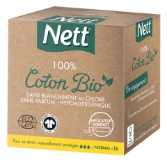 Nett 100% Coton Bio 16 Tampons Normal Avec Applicateur Nett 100% Coton Bio 16 Tampons Normal Avec Applicateur