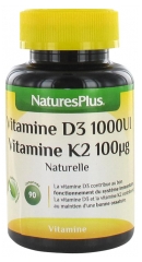 Natures Plus Vitamin D3 1000UI + Vitamin K2 100 µg 90 Tablets Natures Plus Vitamin D3 1000UI + Vitamin K2 100 µg 90 Tablets