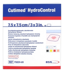 Essity Cutimed HydroControl 10 Pansements Régulateurs d'Humidité Avec Hydropolymère Absorbant 7.5 cm x 7.5 cm