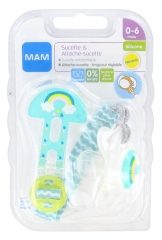 MAM Anatomischer Schnuller Silikon 0-6 Monate und Sucette-Aufsatz MAM Anatomischer Schnuller Silikon 0-6 Monate und Sucette-Aufsatz