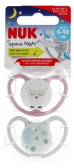 NUK Space Night 2 Sucettes Silicone 6-18 Mois NUK Space Night 2 Sucettes Silicone 6-18 Mois