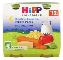 HiPP Mi Cena de Buenas Noches Pequeñas Pastas de Verduras a partir de 12 Meses Bio 2 Tarros HiPP Mi Cena de Buenas Noches Pequeñas Pastas de Verduras a partir de 12 Meses Bio 2 Tarros