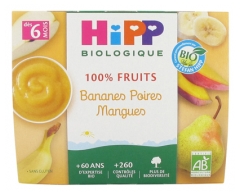HiPP 100% Fruta Plátanos Peras Mangos a Partir de 6 Meses Ecológicos 4 Tarros HiPP 100% Fruta Plátanos Peras Mangos a Partir de 6 Meses Ecológicos 4 Tarros