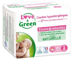 Love & Green Couches Hypoallergéniques 44 Couches Taille 1 (2-5 kg) Love & Green Couches Hypoallergéniques 44 Couches Taille 1 (2-5 kg)