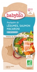 Babybio Printanière de Légumes Saumon Macaroni 12 Mois et + Bio 2 Bols de 200 g Babybio Printanière de Légumes Saumon Macaroni 12 Mois et + Bio 2 Bols de 200 g