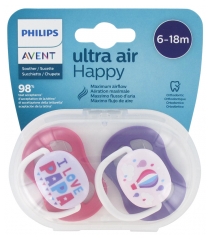 Avent Ultra Air Happy 2 Chupetes Ortodónticos 6-8 Meses Avent Ultra Air Happy 2 Chupetes Ortodónticos 6-8 Meses