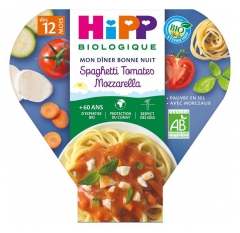 HiPP Mon Dîner Bonne Nuit Spaghetti Tomates Mozzarella dès 12 Mois Bio 230 g HiPP Mon Dîner Bonne Nuit Spaghetti Tomates Mozzarella dès 12 Mois Bio 230 g