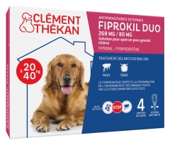 Clément Thékan Fiprokil Duo 268 mg/80 mg Grand Chien 4 Pipettes Clément Thékan Fiprokil Duo 268 mg/80 mg Grand Chien 4 Pipettes