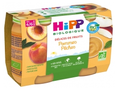 HiPP Fruit Delights Apples Peaches From 4/6 Months Organic 2 Jars HiPP Fruit Delights Apples Peaches From 4/6 Months Organic 2 Jars