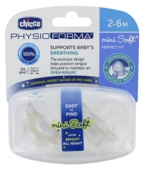 Chicco Physio Forma Mini Soft 2 Succhietti in Silicone Fosforescente 2-6 Mesi