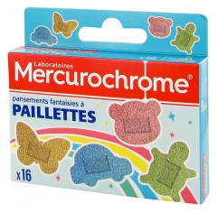 Mercurochrome Fancy Dressings With Sequins 4 Shapes 16 Dressings