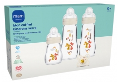 MAM 3 Glass Bottles and 1 Dummy My First Set 0 Month and + MAM 3 Glass Bottles and 1 Dummy My First Set 0 Month and +