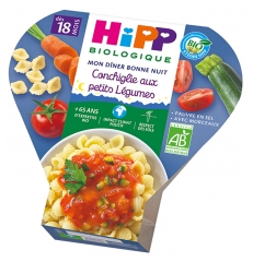 HiPP Mon Dîner Bonne Nuit Conchiglie aux Petits Légumes dès 18 Mois Bio 260 g