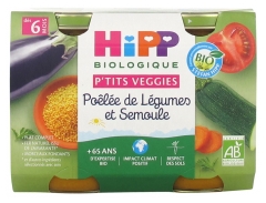 HiPP P\'tits Veggies Poêlée de Légumes et Semoule dès 6 Mois Bio 2 Pots