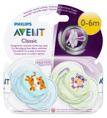 Classic Animaux 2 Sucettes Orthodontiques Silicone 0-6 Mois Classic Animaux 2 Sucettes Orthodontiques Silicone 0-6 Mois