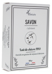 LHBEAUTY Savon Exfoliant au Lait de Chèvre Bio &amp; Noyaux d'Abricots 100 g