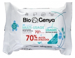 BioGenya 20 Lingettes Multi-Usages 70% vol. d'Alcool