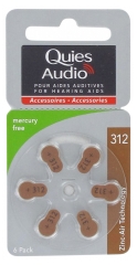 Quies Audio 6 Zinc Air Batteries for Hearing Aids (312)