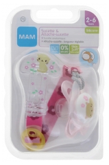 MAM Anatomical Silicone Dummy 2-6 Months and Pacifier Clip