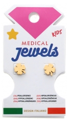 Medical Jewels Kids Hypoallergenic Earrings Golden Four-Leaf Clover