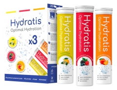 Hydratis Solution d\'Hydratation Coffret de 3 Tubes de 20 Pastilles Effervescentes
