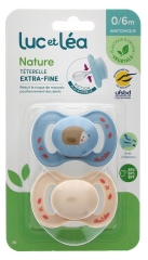 Luc et Léa Nature 2 Anatomical Soothers Extra-Thin Nipples 0-6 Months