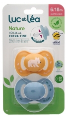 Luc et Léa Nature 2 Anatomical Soothers Extra-Thin Nipples 6-18 Months