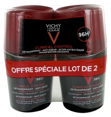Vichy Homme Clinical Control Déodorant Détranspirant Anti-Odeur 96H Roll-On Lot de 2 x 50 ml