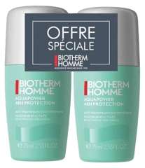 Biotherm Homme Aquapower Ice Cooling Effect Anti-Transpirant 48H Roll-On Lotto di 2 x 75 ml