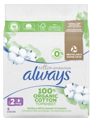Always Cotton Protection 9 Serviettes Hygiéniques Taille 2 Long