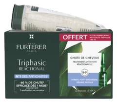 René Furterer Triphasic Reactional Ritual Anti-Hair Loss Reactional Treatment 12 Phials + Anti-Hair Loss Shampoo 100ml Free