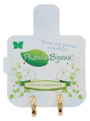 Pharma Bijoux Boucles d\'Oreilles Hypoallergéniques Créoles Tressées Plaqué Or 13 mm