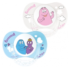 Luc et Léa 2 Anatomic Soothers with Ring 18 Months and + Barbapapa Limited Edition