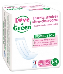 Love &amp; Green Inserts Jetables Ultra-Absorbants pour Couches Lavables M/L 20 Inserts