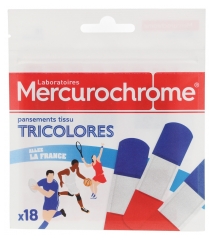 Mercurochrome Pansements Tissu Tricolores 18 Pansements