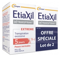 Etiaxil Détranspirant Extrême Aisselles Peaux Normales Roll-On Lot de 2 x 15 ml