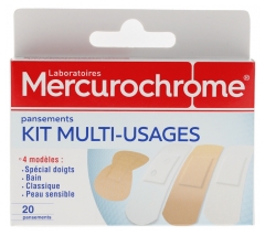 Mercurochrome Kit Multi-Usages 20 Pansements 4 Modèles