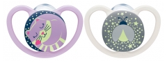 Space Night 2 Sucettes Silicone 0-6 Mois Space Night 2 Sucettes Silicone 0-6 Mois