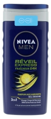 Men Réveil Express Gel Douche Fraîcheur 24H 3en1 Visage Corps et Cheveux 250 ml Men Réveil Express Gel Douche Fraîcheur 24H 3en1 Visage Corps et Cheveux 250 ml