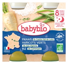 Babybio Bonne Nuit Panais Haricots Verts Riz 8 Mois et + Bio 2 Pots de 200 g Babybio Bonne Nuit Panais Haricots Verts Riz 8 Mois et + Bio 2 Pots de 200 g