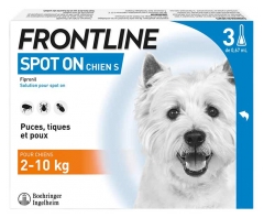 Frontline Spot-On Chien S (2-10 kg) 3 Pipettes Frontline Spot-On Chien S (2-10 kg) 3 Pipettes