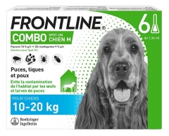 Frontline Combo Chien M (10-20 kg) 6 Pipettes Frontline Combo Chien M (10-20 kg) 6 Pipettes