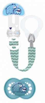 MAM Original Nature Pacifier 18 Months and Up With Pacifier Clip - Colour: Blue