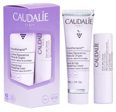 Caudalie Duo Vinotherapist Crème Réparatrice Mains et Ongles 30 ml + Soin des Lèvres 4,5 g