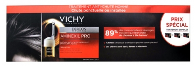 Vichy Dercos Aminexil Pro Traitement Anti-Chute Intensif Triple Action Homme Lot de 3 x 18 Monodoses